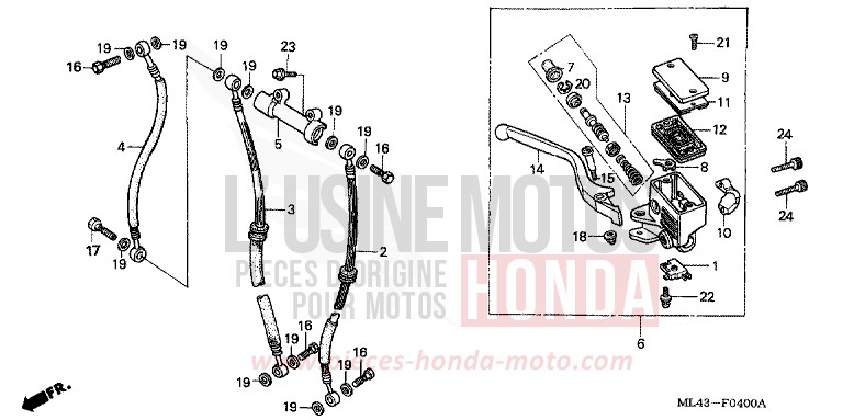VORDERRADBREMSE HAUPTZYLINDER von CB1300 Super Bold'or ABS SHASTA WHITE (NH138) von 1988